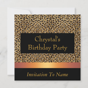 Invitación Estampado Leopardo Invitar Cumpleaños F