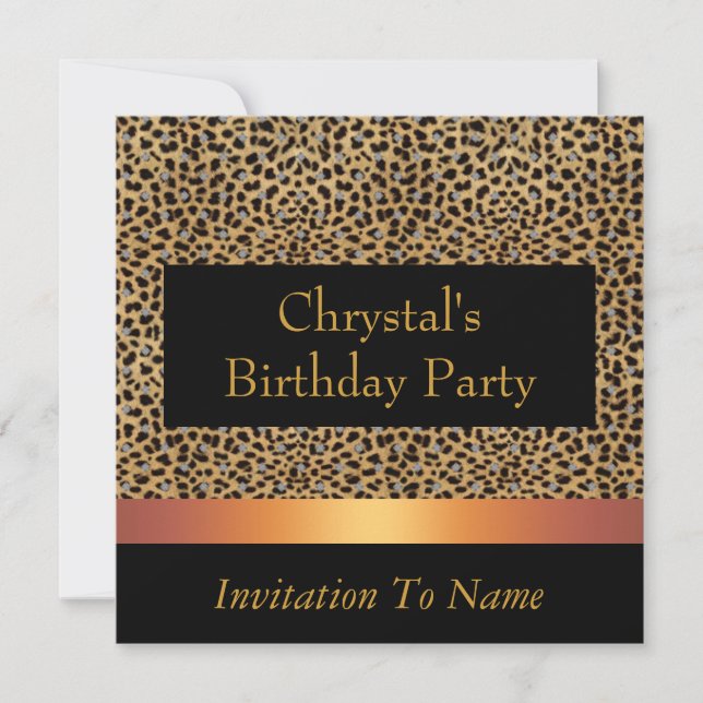 Invitación Estampado Leopardo Invitar Cumpleaños F (Anverso)