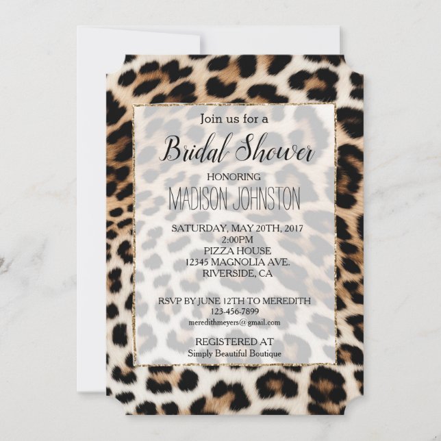 Invitación Estampado leopardo negro crema (Anverso)