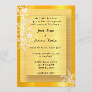Invitación Estampado moderno de flores amarillas y blancas