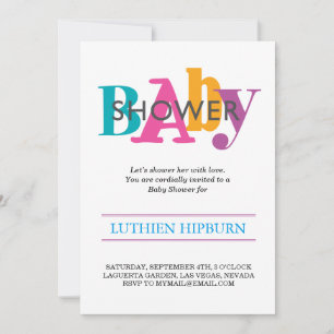 Invitación estampado y colores de la ducha de bebé
