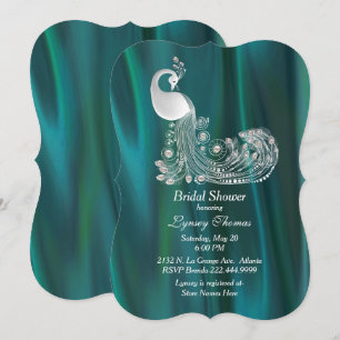 Invitación Estancia verde azulada con ducha de novia de pavo 