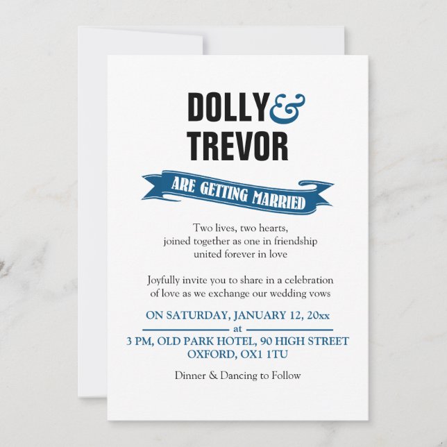 Invitación Estandarte de cinta PixDezines/azul (Anverso)