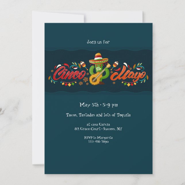 Invitación Estandarte del Cinco De Mayo (Anverso)
