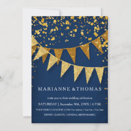 Invitación Estandarte Moderno de Pennant con Confeti Brillant