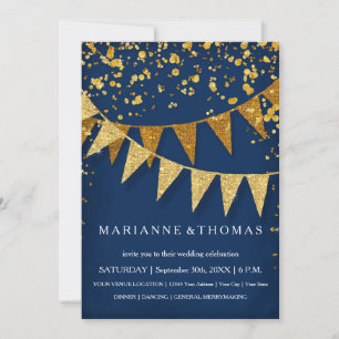 Invitación Estandarte Moderno de Pennant con Confeti Brillant