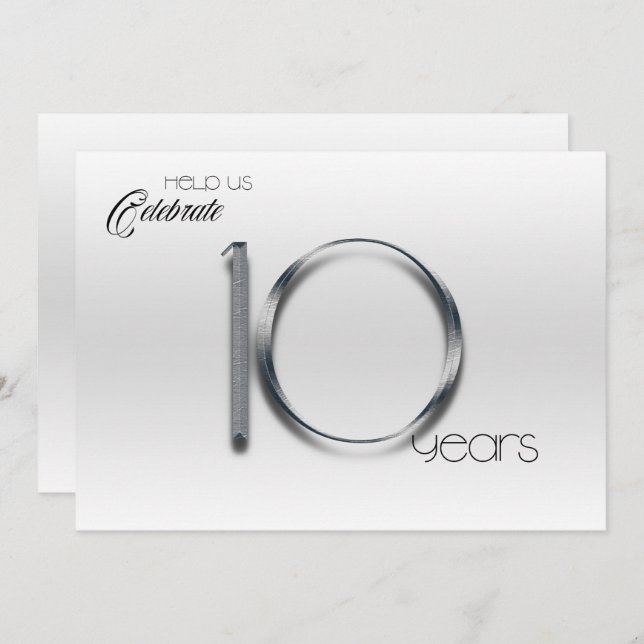 Invitación Estaño elegante 10º aniversario de bodas (Anverso / Reverso)