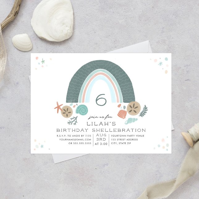 Invitación Estanque de cumpleaños bajo el arcoiris del mar (Subido por el creador)