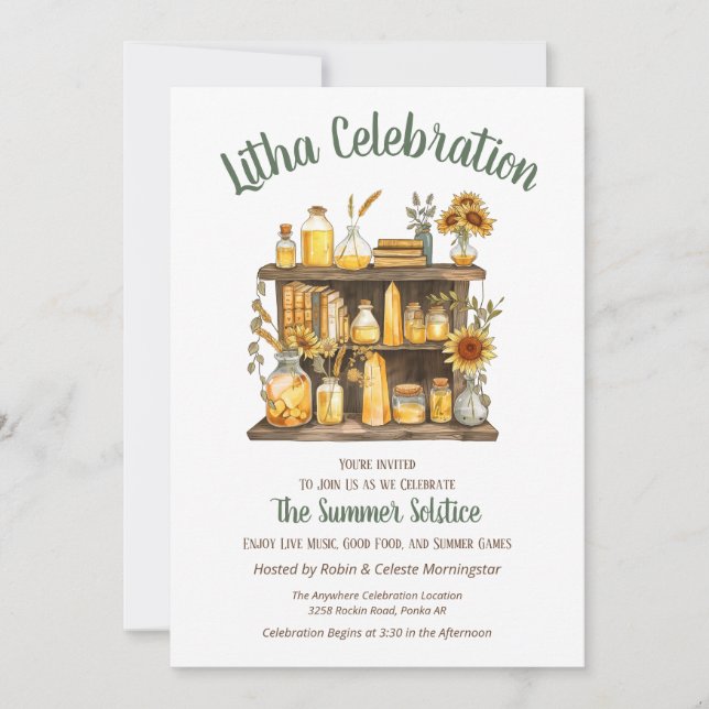 Invitación Estantería de Botica del Solsticio de Verano de Li (Anverso)