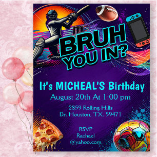 Invitación ¿Estás dentro? Fiesta de cumpleaños de Neon Sports