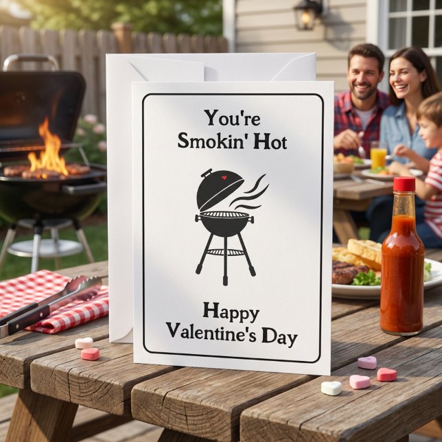 Invitación ¡Estás Fumando! Funny BBQ El día de San Valentín (You're Smokin' Hot Funny BBQ Valentine’s Day Card)