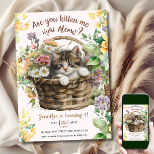 Invitación ¿Estás Gatito Me Meow?   Primer cumpleaños del Chi