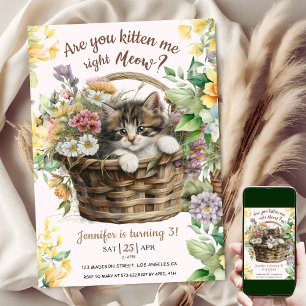 Invitación ¿Estás Gatito Me Meow? Tercer cumpleaños del Chi