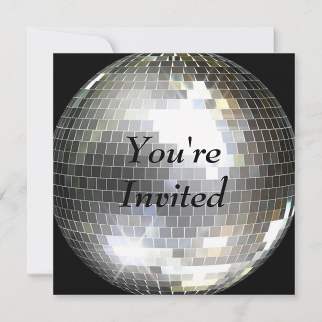 Invitación Estás Invitado - Bola de Discoteca (Anverso)