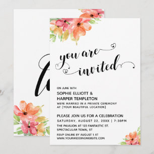 Invitación Estás Invitado Escritura de Corazones Florales Boh