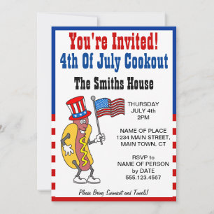 Invitación Estás Invitado Parrillada del 4 de Julio Perro Cal