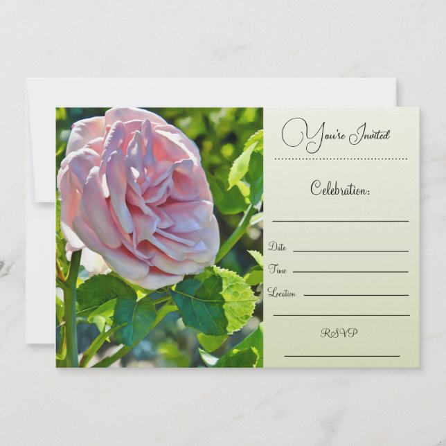 Invitación Estás invitado - Rosa único (Anverso)