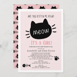 Invitación ¿Estás Kitten Me Chica Rosa Baby Shower por correo