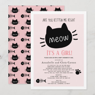 Invitación ¿Estás Kitten Me Chica Rosa Baby Shower por correo