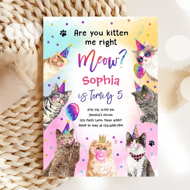 Invitación ¿Estás Kitten Me Meow Cat Chica Birday? (Subido por el creador)