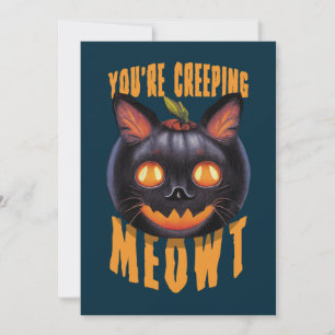 Invitación Estás llorando a Meowt Gato negro de Halloween