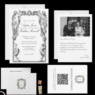 Invitación Estatua Barroca Antigua Arte Fino Renacimiento