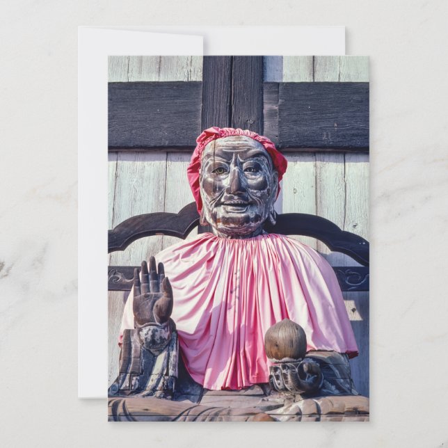 Invitación Estatua budista de madera de Pindola Bharadvaja -  (Anverso)