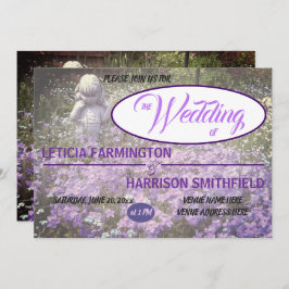 Invitación Estatua chica con azul violeta phlox olvidame-nots