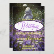 Estatua chica con azul violeta phlox olvidame-nots