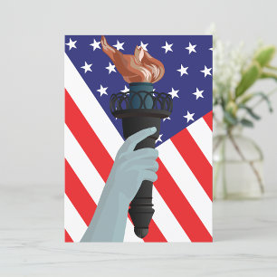 Invitación Estatua de la Antorcha de la Libertad con bandera 