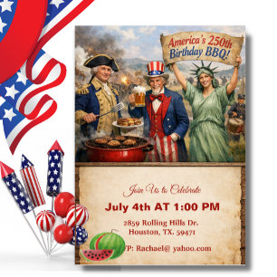 Invitación Estatua de la Libertad BBQ 250 de América