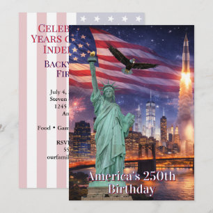 Invitación Estatua de la Libertad cohete 4 de julio USA 250 a