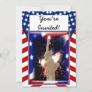 Invitación Estatua de la Libertad con Fuegos Artificiales par