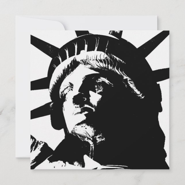 Invitación Estatua de la Libertad del Pop blanco y negro (Anverso)