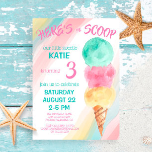 Invitación Este es el cumpleaños de la pequeña crema de hielo