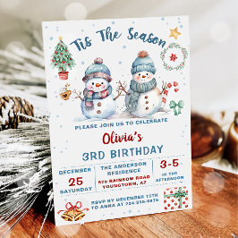 Invitación Este es el cumpleaños de Snowman, Navidades de tem