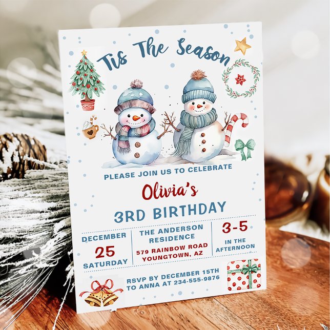 Invitación Este es el cumpleaños de Snowman, Navidades de tem (Subido por el creador)