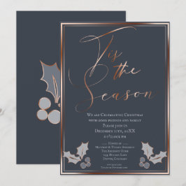 Invitación Este es el Fiesta de los Navidades Blue y Copper d