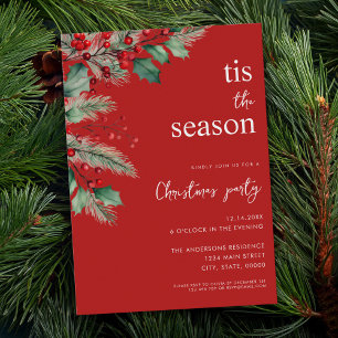 Invitación Este es el Fiesta de los Navidades florales rojos 