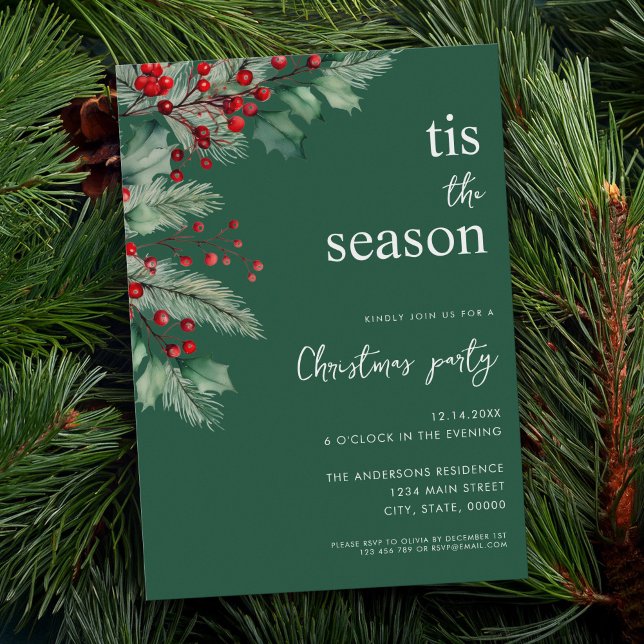Invitación Este es el Fiesta de Navidades de Floral Verde Mod (Subido por el creador)