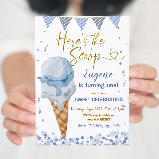 Invitación Este es el primer cumpleaños de The Scoop Blue Ice (Subido por el creador)