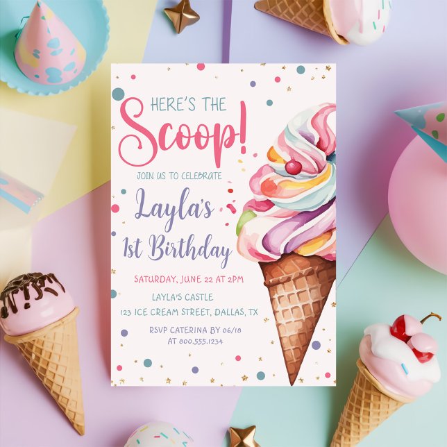 Invitación Este es el primer cumpleaños de The Scoop Ice Crea (Subido por el creador)