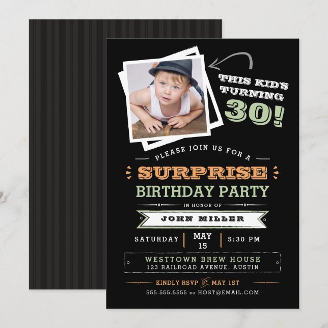 Invitación ¡Este niño se está volviendo viejo! Surprise Birth (Anverso / Reverso)