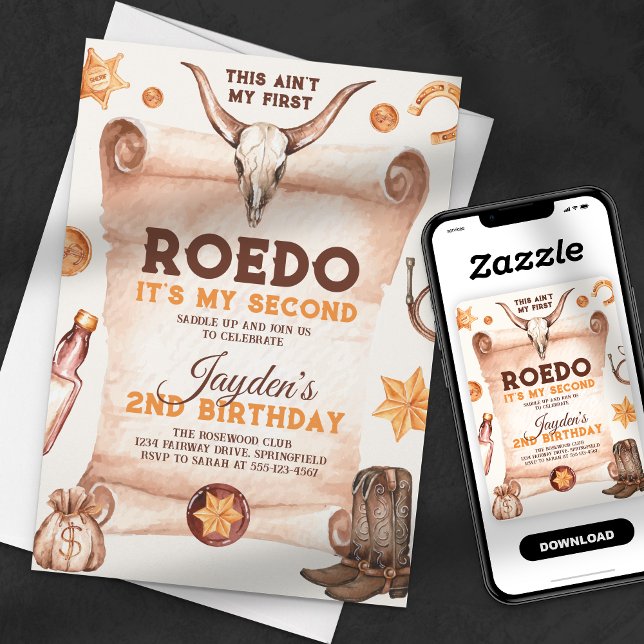 Invitación Este no es mi primer cumpleaños de Rodeo Cowboy (Subido por el creador)