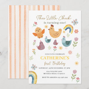Invitación Este pollito está cumpliendo un año Primer cumplea