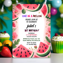 Invitación Este verano rosado en un melón primer cumpleaños