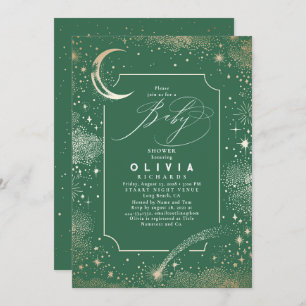 Invitación Estelar Luna de Noche Mystical Baby Shower Celesti