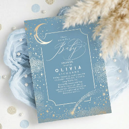 Invitación Estelar Luna de Noche Mystical Baby Shower Celesti