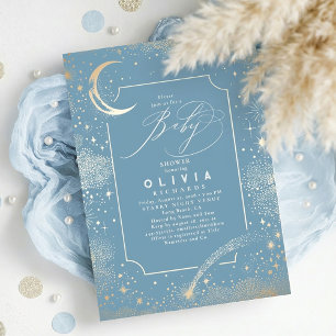 Invitación Estelar Luna de Noche Mystical Baby Shower Celesti