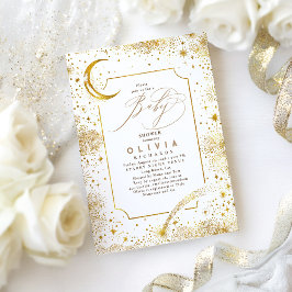 Invitación Estelar Luna de Noche Mystical Baby Shower Celesti